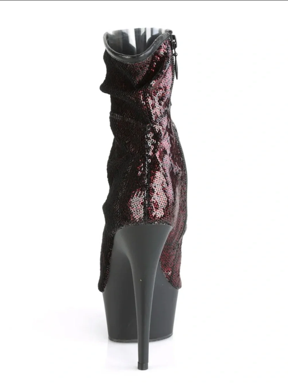 Pleaser Delight-1008SQ Burgundy Sequin Peep Toe Heels 9